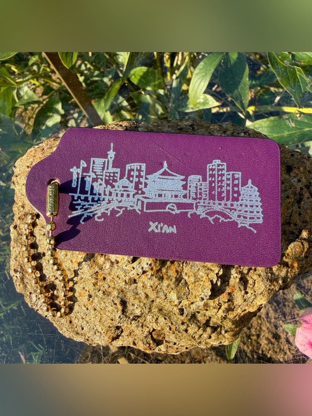 New Coach Large Leather Hangtag with Xian Print 1 3/4" x 3"